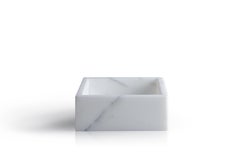 Handmade Squared White Carrara Marble Guest Towel Tray