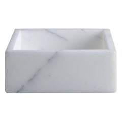 Handmade Squared White Carrara Marble Guest Towel Tray