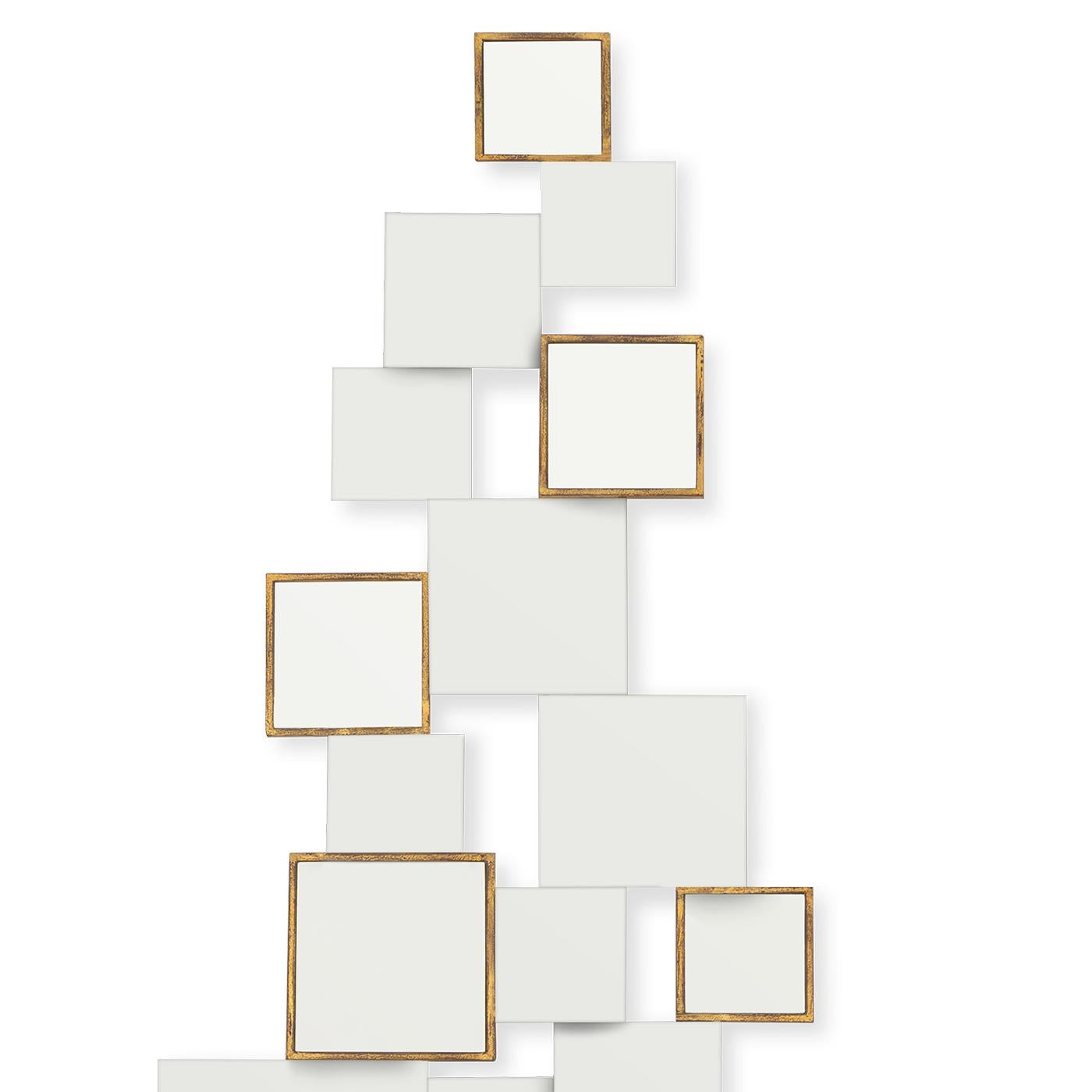 Mirror squares concept II with squares mirror
glass with polished edges and with squares mirror
glass with solid wood frames painted in antique
gold finish.
Available in:
L 57 x D 3 x H 130cm, price: 4250,00€
L 68 x D 3 x H 155cm, price: