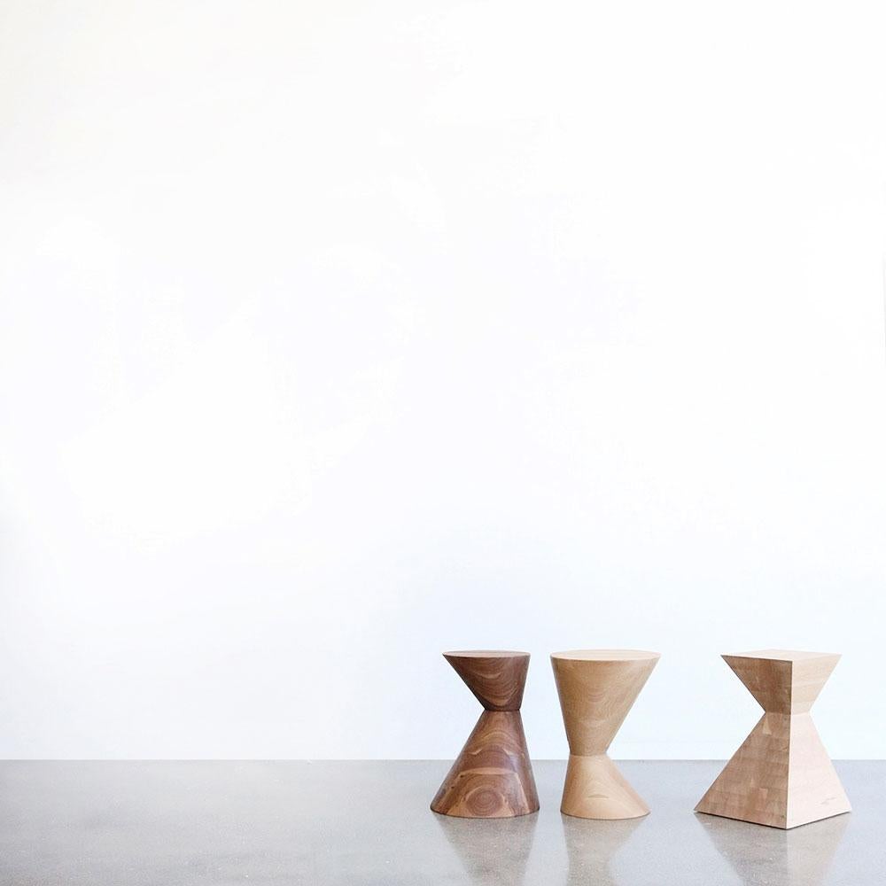 Wood Squaretown Stool by Hollis + Morris For Sale