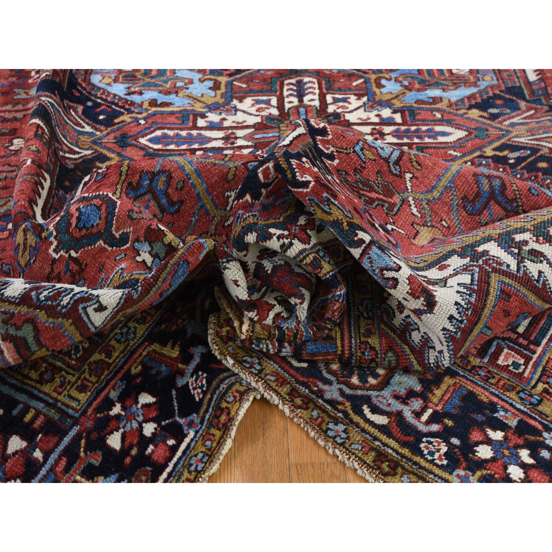 20th Century Squarish Red Antique Persian Heriz Good Condition Clean Oriental Rug