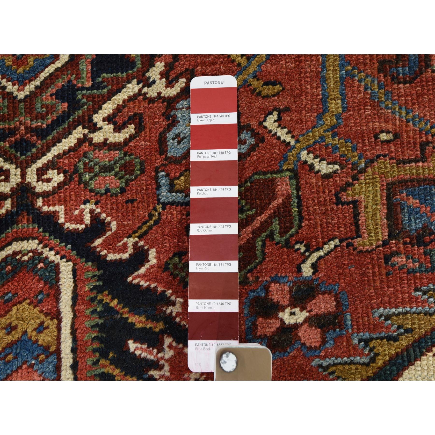 Squarish Red Antique Persian Heriz Good Condition Clean Oriental Rug 1