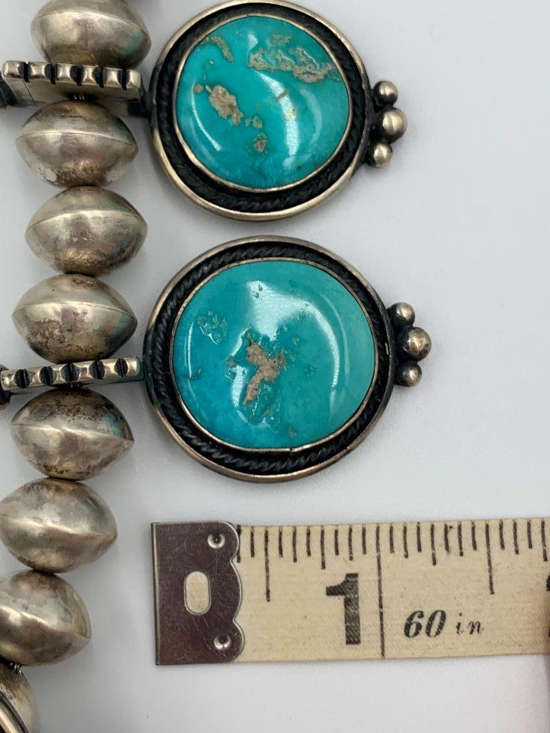Squash Blossom Halskette Ohrringe Set von Navajo Silberschmiede Tommy Jackson im Angebot 11