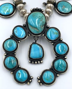 Squash Blossom Necklace Earrings Set by Navajo Silversmith Tommy Jackson
