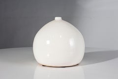 Squatty White Small Mouth Vase