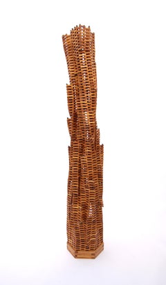 Squeeze Lamp Flexible Wood Floor Lamp Sculpture in Teak