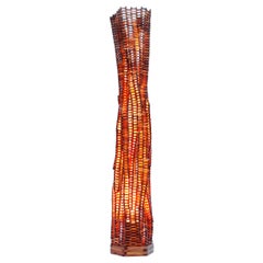 Squeeze Lamp Flexible Wood Floor Lamp Sculpture in Teak