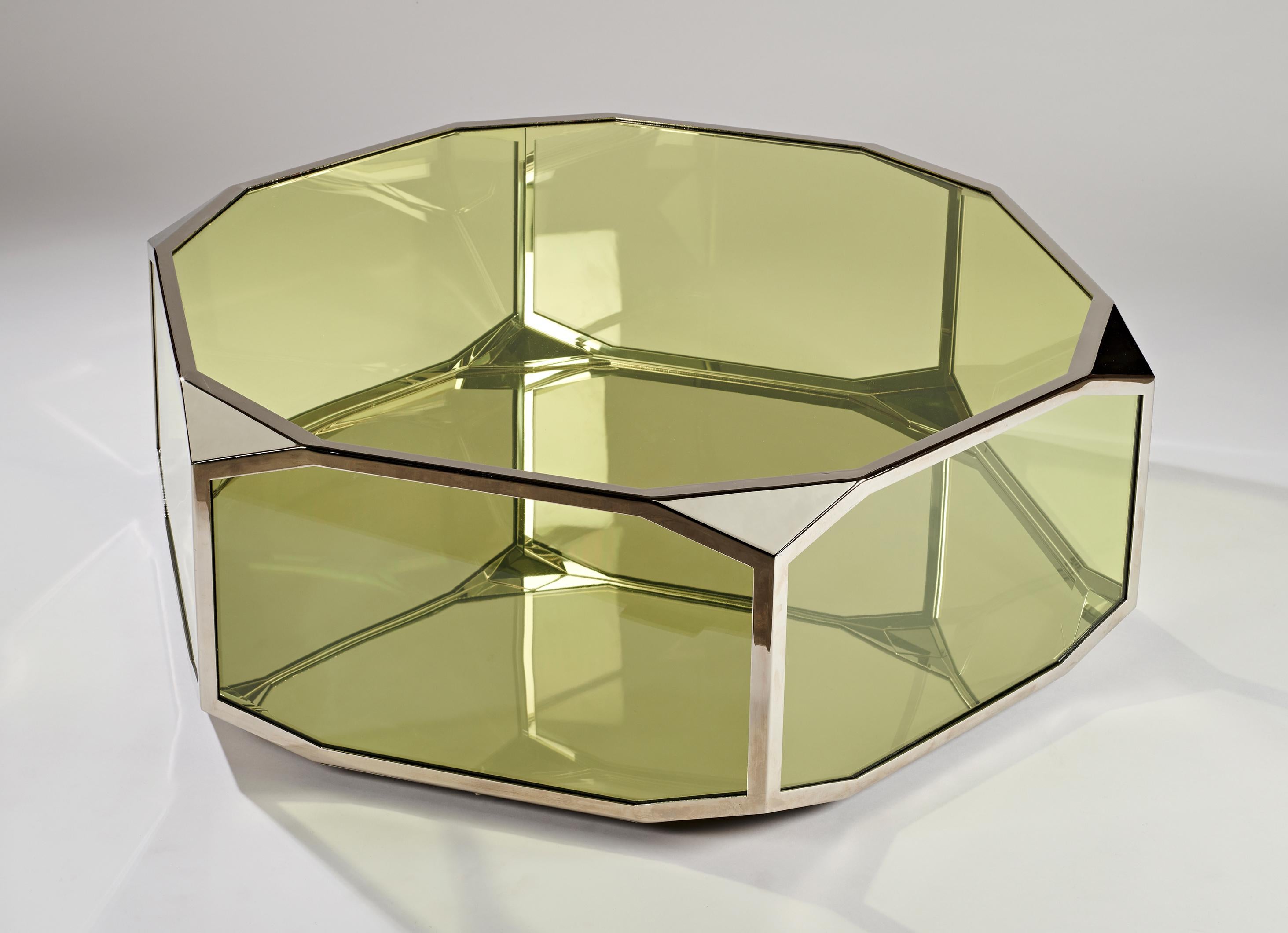 Coffee Table

2017

Nickel plated brass, tinted glass

Various finish options available

Edition of 8 + 4 A.P

Signed and numbered 

Measures: H 15 x W 47.25 in.

( H 38 x W 120 cm).

Maurice Marty's skills cover the gamut of interior, surface and