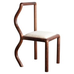 Squiggle Dining Chair / Hand sculpted Walnut & Natural Bouclé upholstery