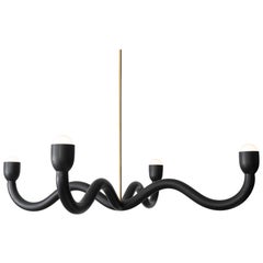 Lampadario “Squiggle” di Christopher Miano / Rovere carbonizzato e ebanizzato, scolpito a mano