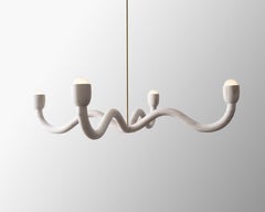 Squiggle Chandelier / Hand sculpted Bleached Maple
