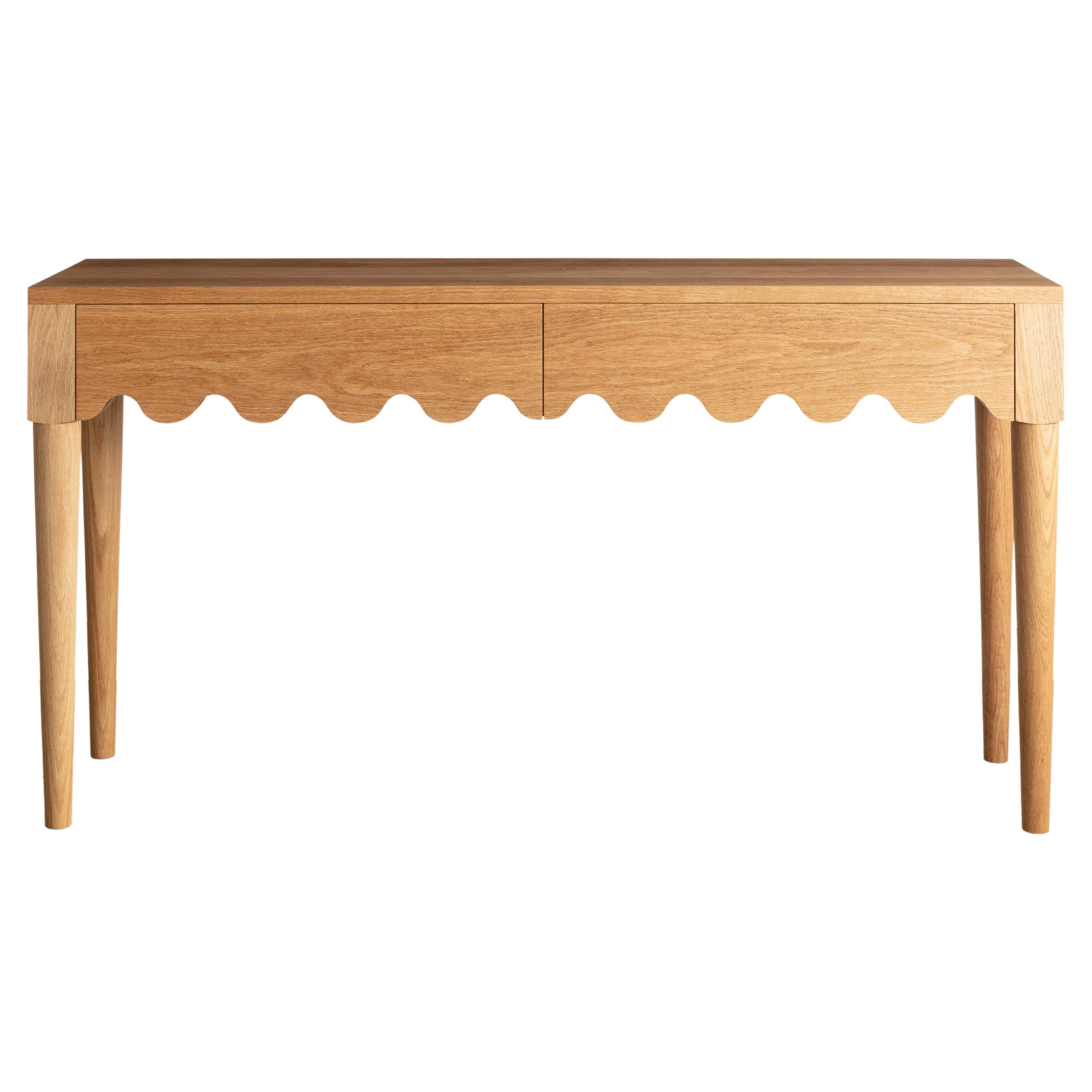 Squiggle Console Table / Hand sculpted Oak For Sale