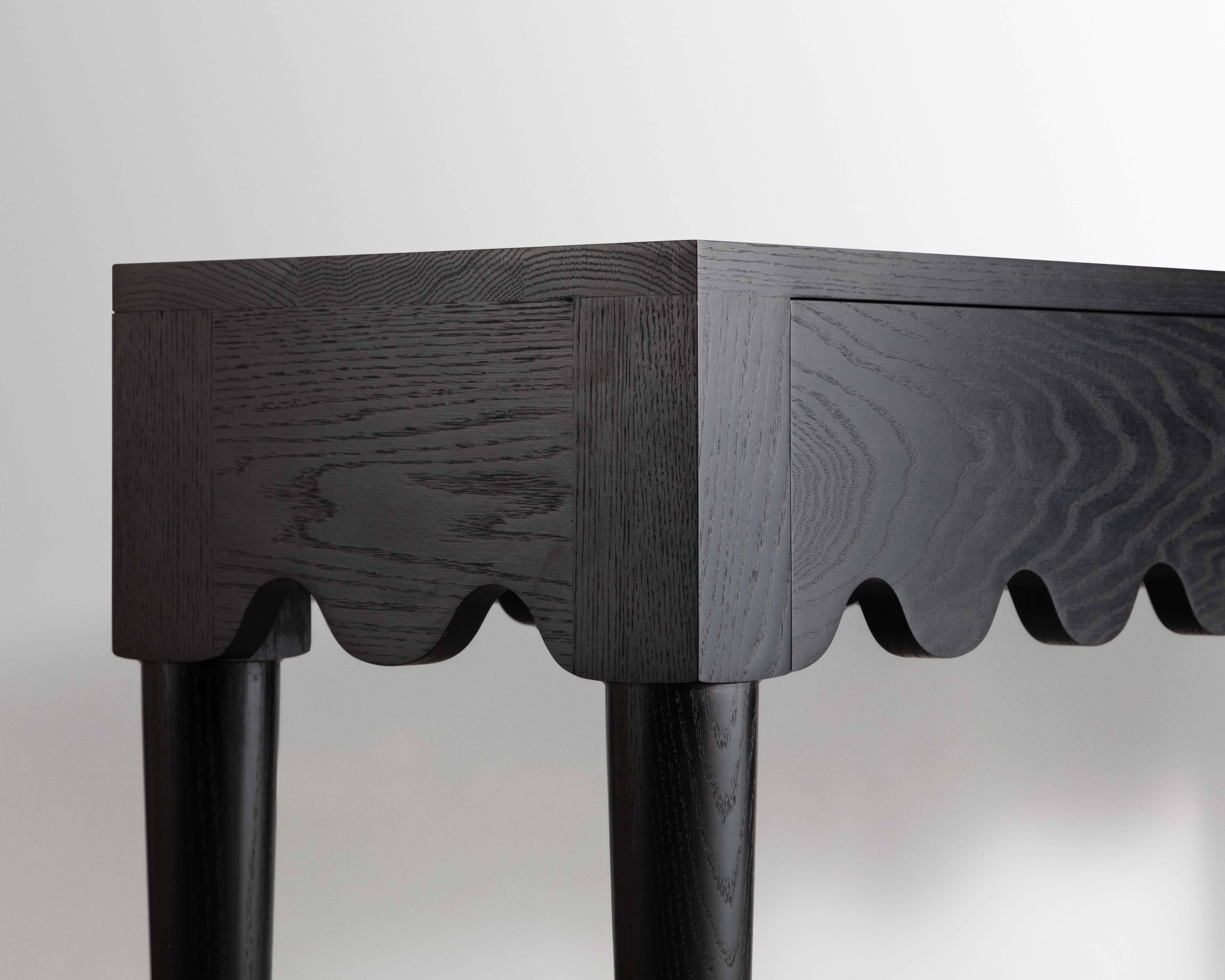 scalloped entryway table