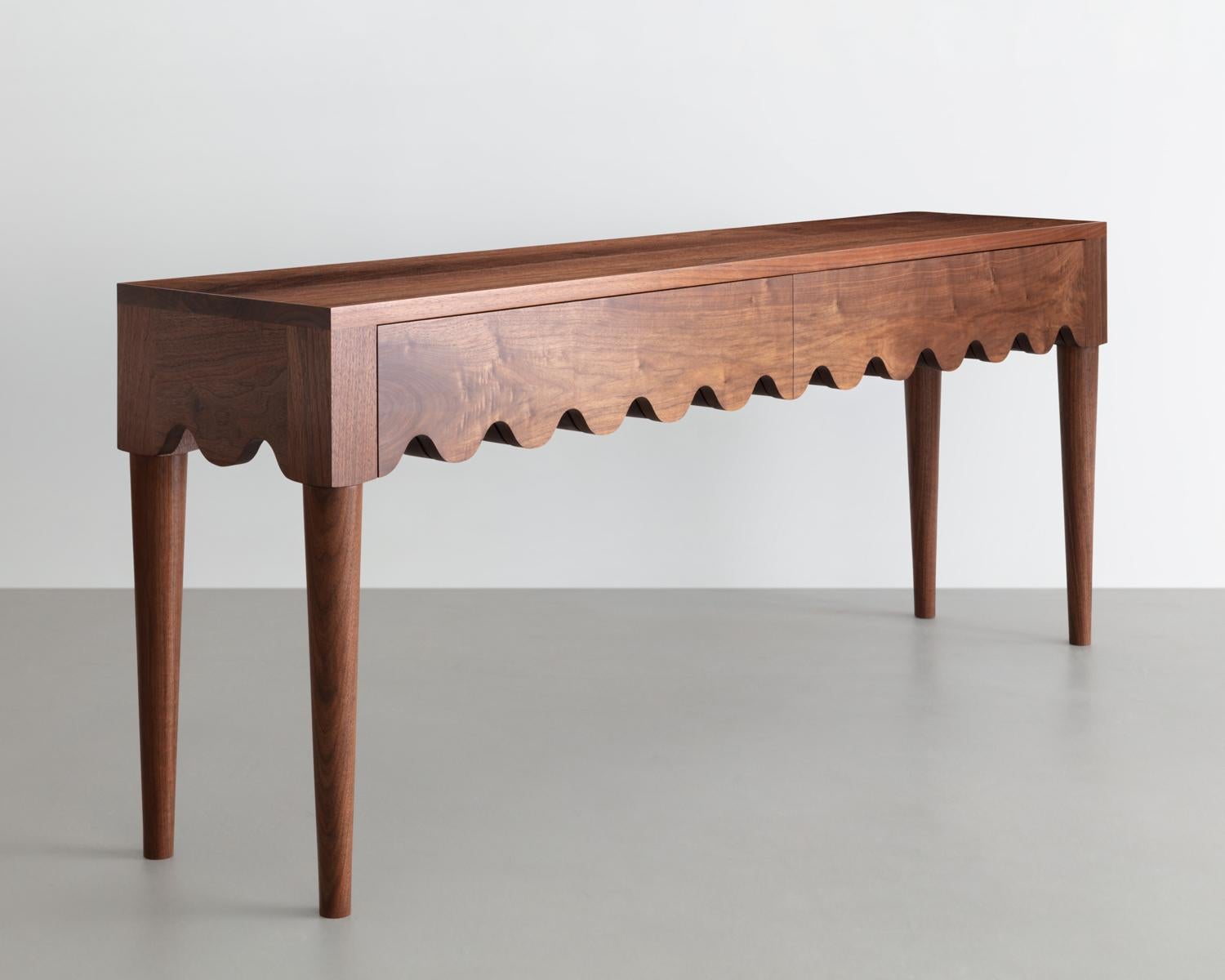 American Squiggle Console Table / Hand Sculpted Walnut XL For Sale