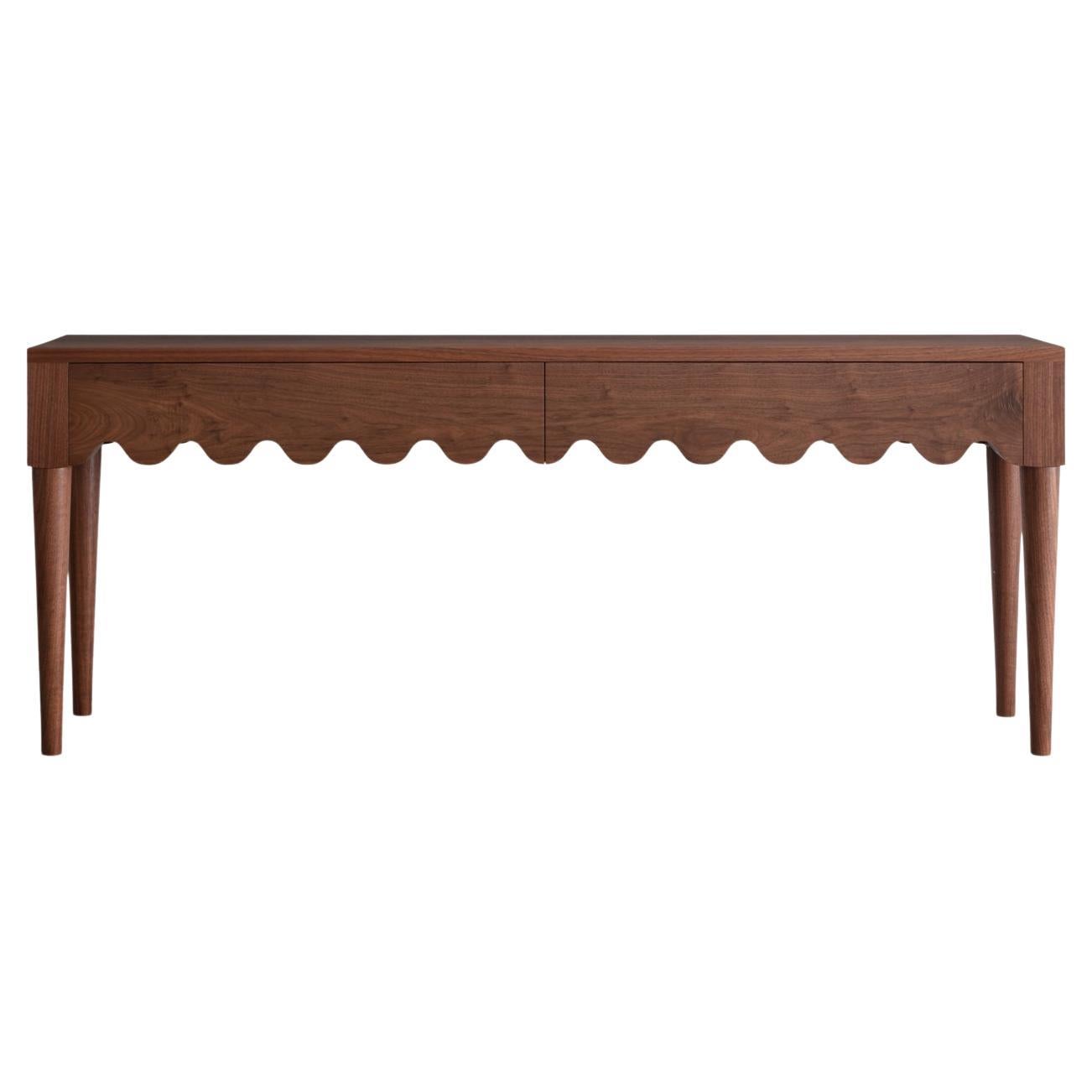 Squiggle Console Table / Hand Sculpted Walnut XL For Sale
