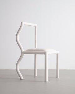 Squiggle Dining Chair Hand Sculpted Bleached Maple & Natural Bouclé Upholstery