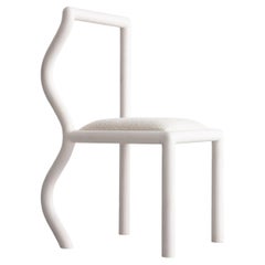 Squiggle Dining Chair Hand Sculpted Bleached Maple & Natural Bouclé Upholstery