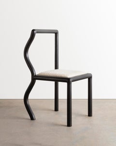 Squiggle Dining Chair / Hand Sculpted Ebonized Oak & Natural Bouclé Upholstery