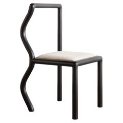 Squiggle Dining Chair / Hand Sculpted Ebonized Oak & Natural Bouclé Upholstery