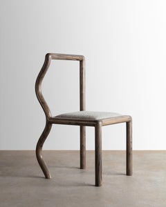 Squiggle Dining Chair Hand Sculpted Oxidized Maple & Natural Bouclé Upholstery