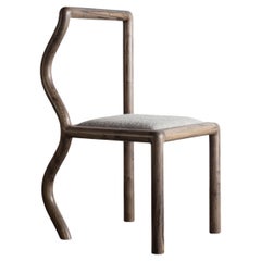 Squiggle Dining Chair Hand Sculpted Oxidized Maple & Natural Bouclé Upholstery