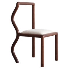 Squiggle Dining Chair / Hand sculpted Walnut & Natural Bouclé upholstery