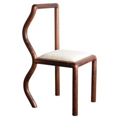 Squiggle Dining or Side Chair in Walnut and Bouclé Upholstery