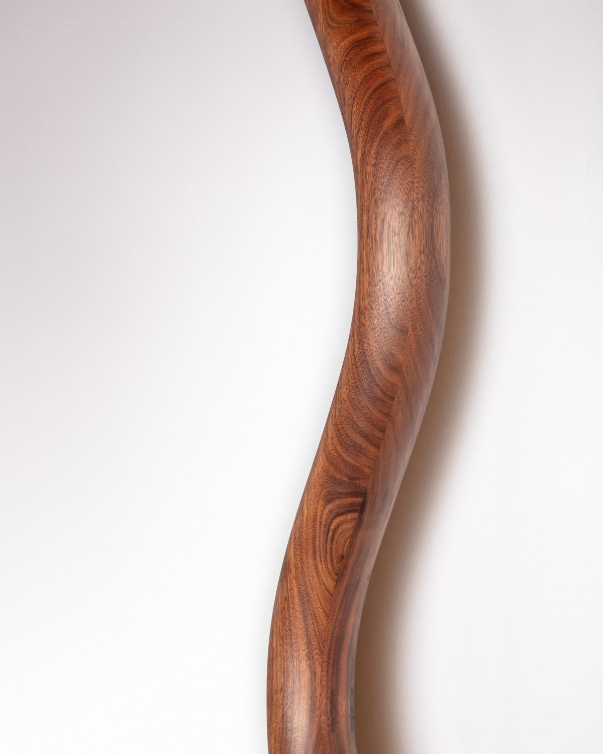 American Craftsman Full length Squiggle Mirror / Hand sculpted Walnut For Sale