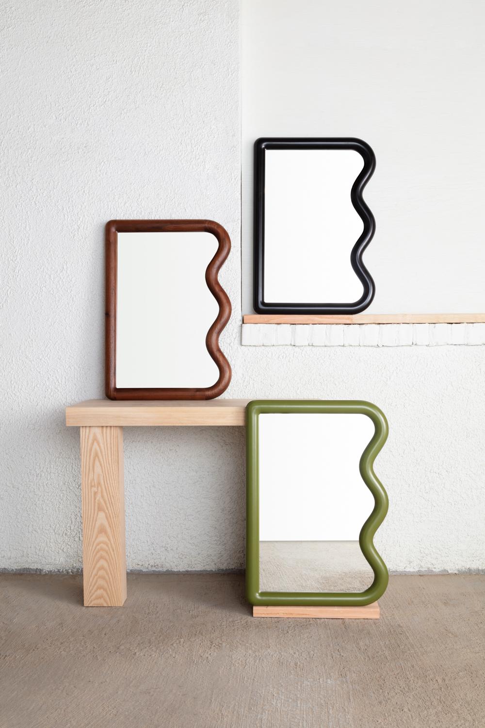 American Craftsman Squiggle Mirror / Lacquered Finish For Sale