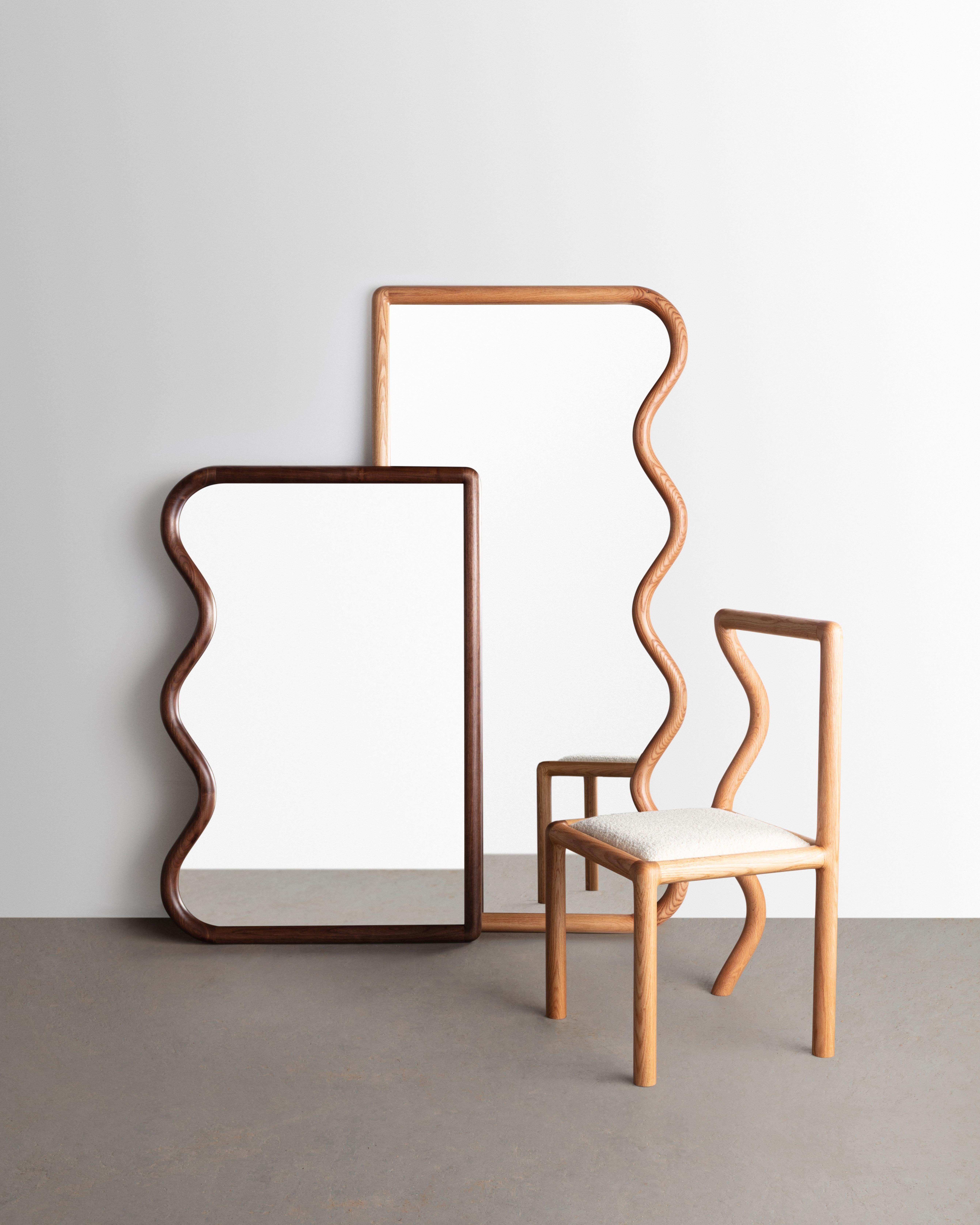 wood squiggle mirror