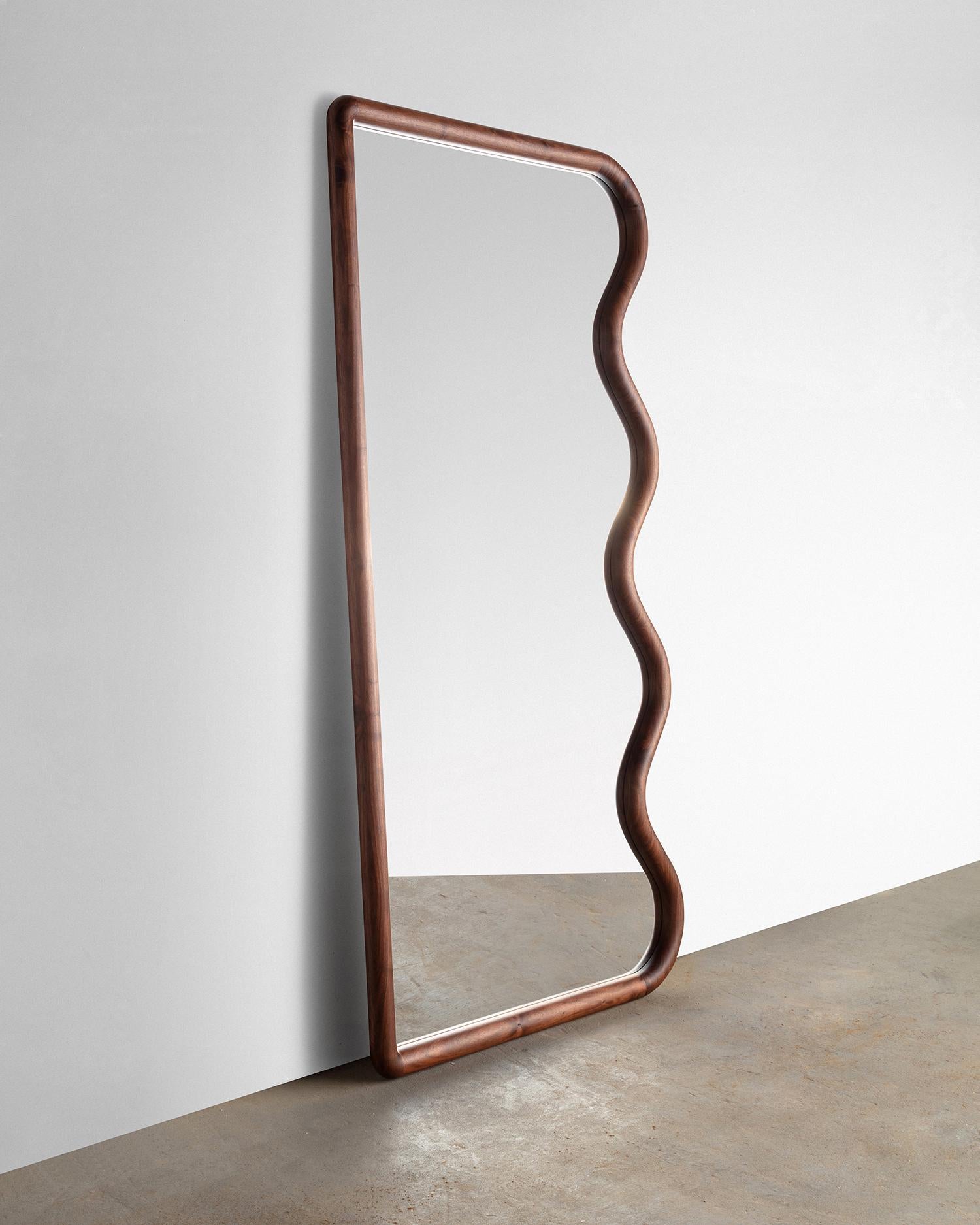 Squiggle FullLength Mirror with Walnut Frame by Christopher A. Miano