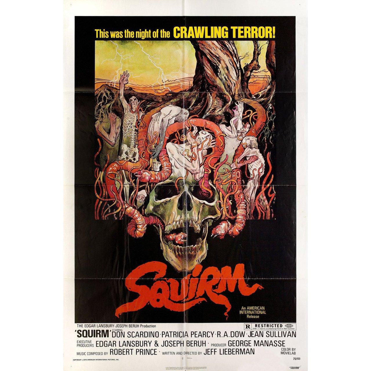 Original 1976 U.S. one sheet poster by Drew Struzan for the film Squirm directed by Jeff Lieberman with Don Scardino / Patricia Pearcy / R.A. Dow / Jean Sullivan. Very good condition, folded. Many original posters were issued folded or were