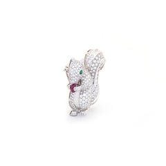 Squirrel Diamond on Gold Brooch