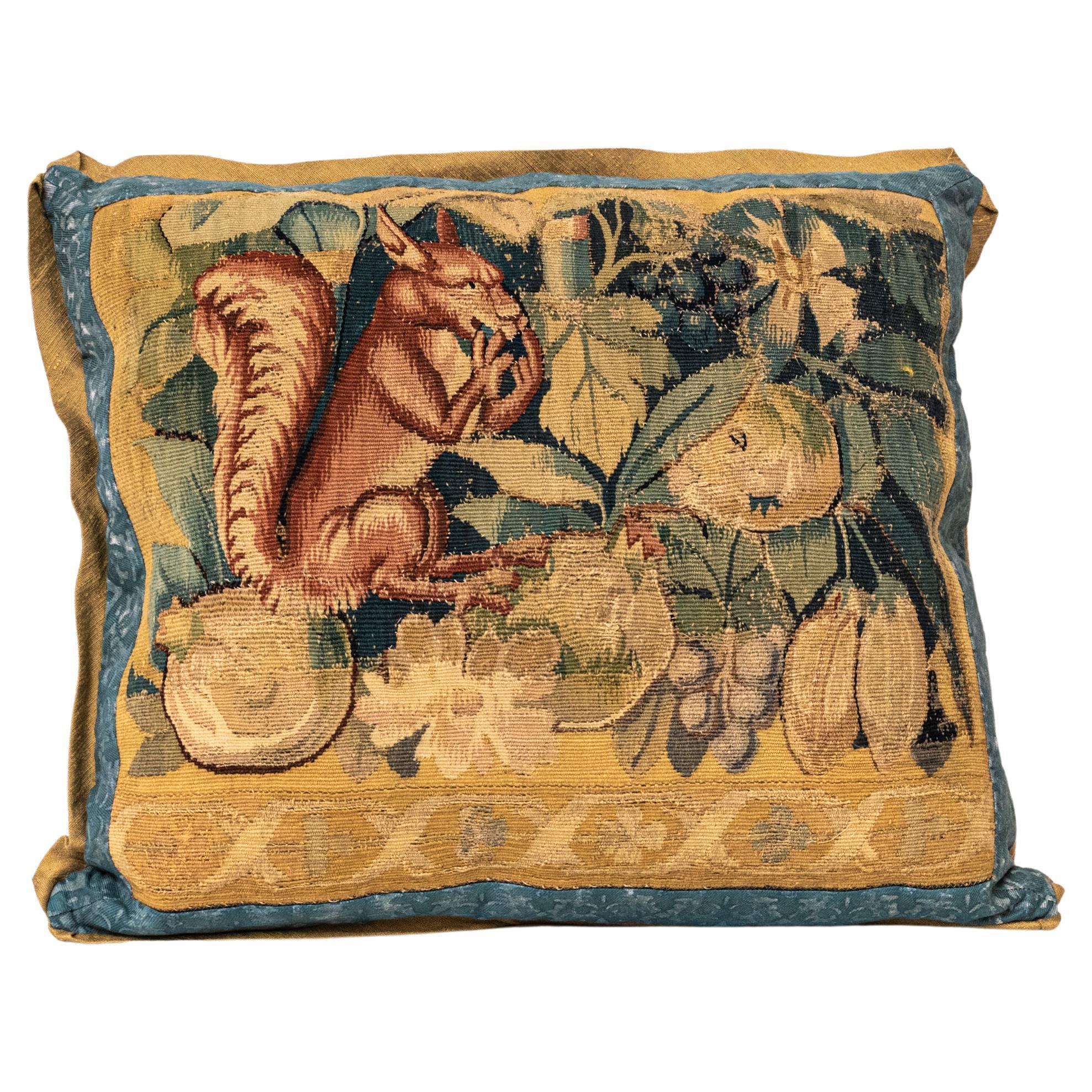 Squirrel Fortuny Tapestry Cushion by David Duncan Studio For Sale