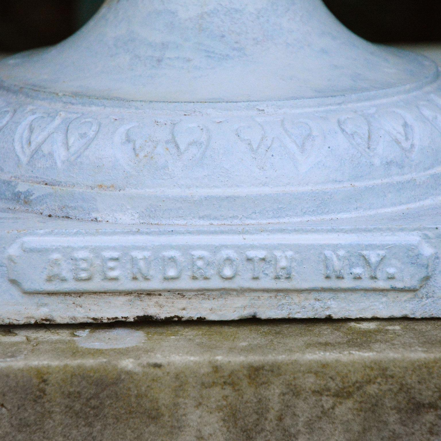 American White Painted Cast-Iron Urn with Squirrel Handles