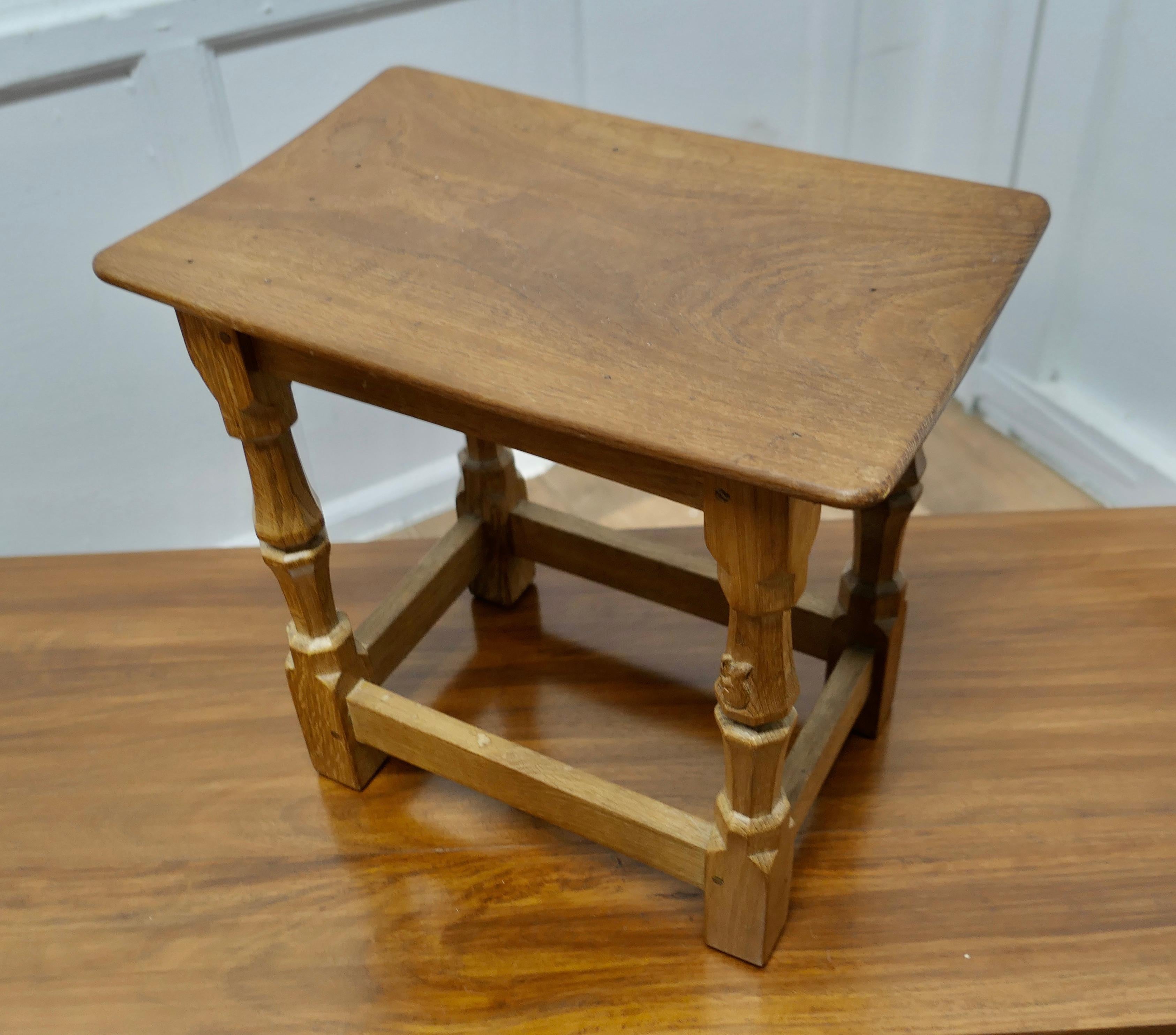 Squirrelman Oak Dish Top Adzed Stool by Wilf Hutchinson  Squirrelman Joint Stool For Sale 2