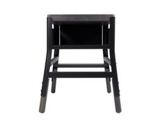 Powder Coated Steel & White Oak stool with cubby - 18" H - Matte Black