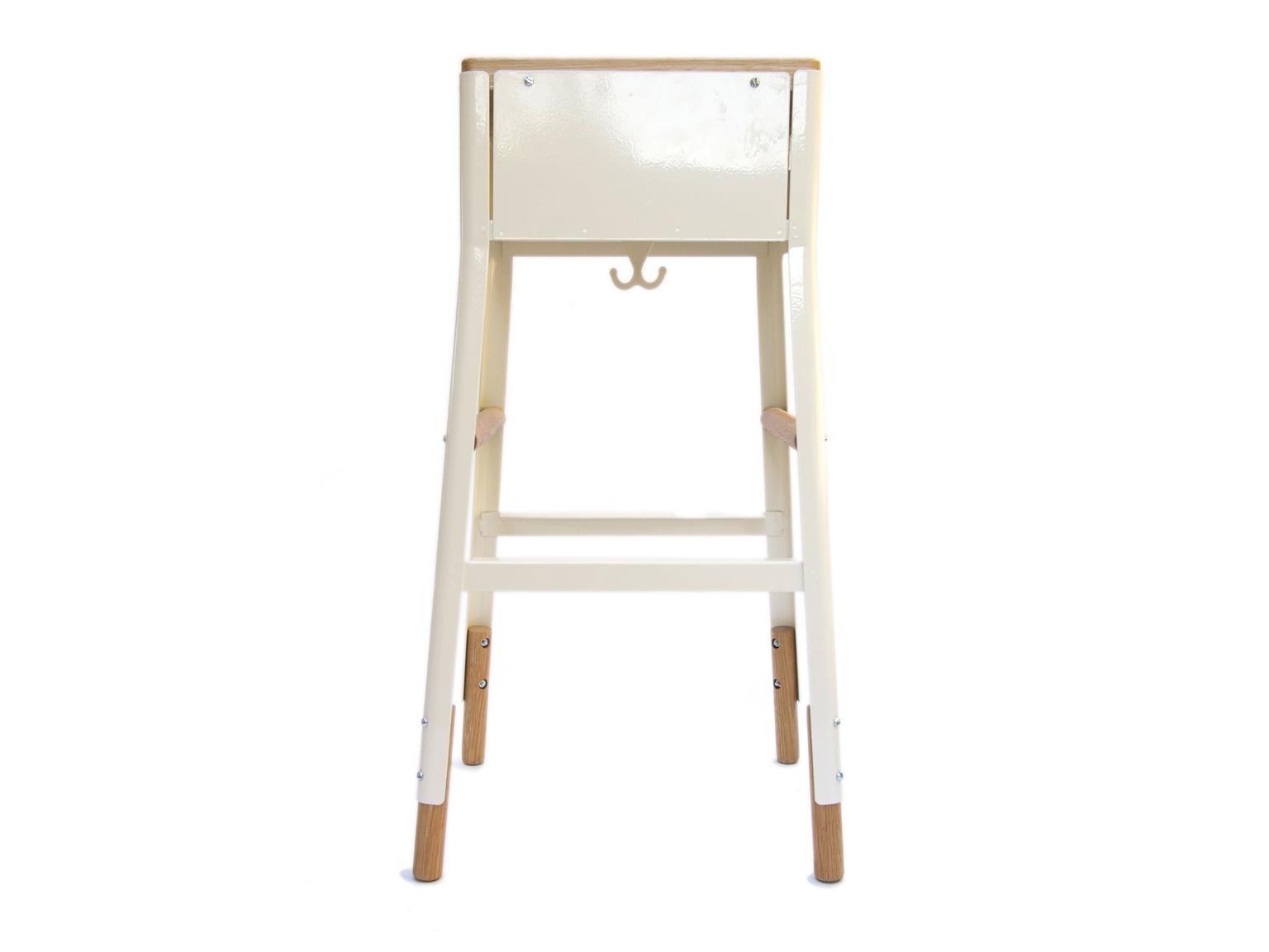 Hand-Crafted Powder Coated Steel & White Oak bar stool with cubby - 30