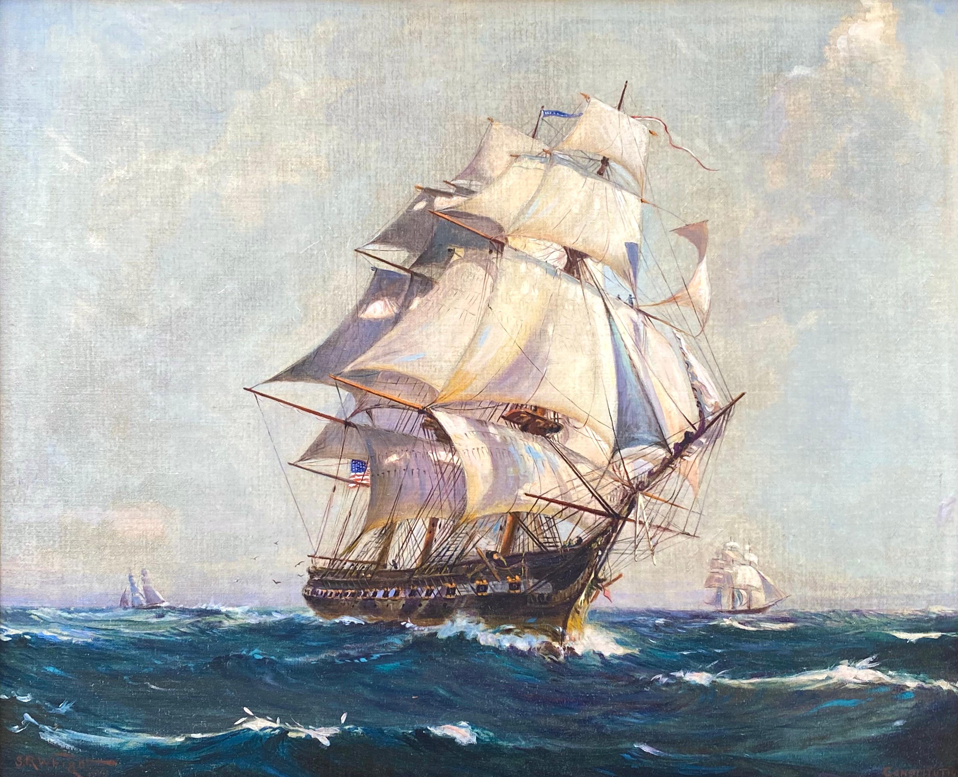“U.S.S. Constitution 1797” - Painting by S.R. Wright