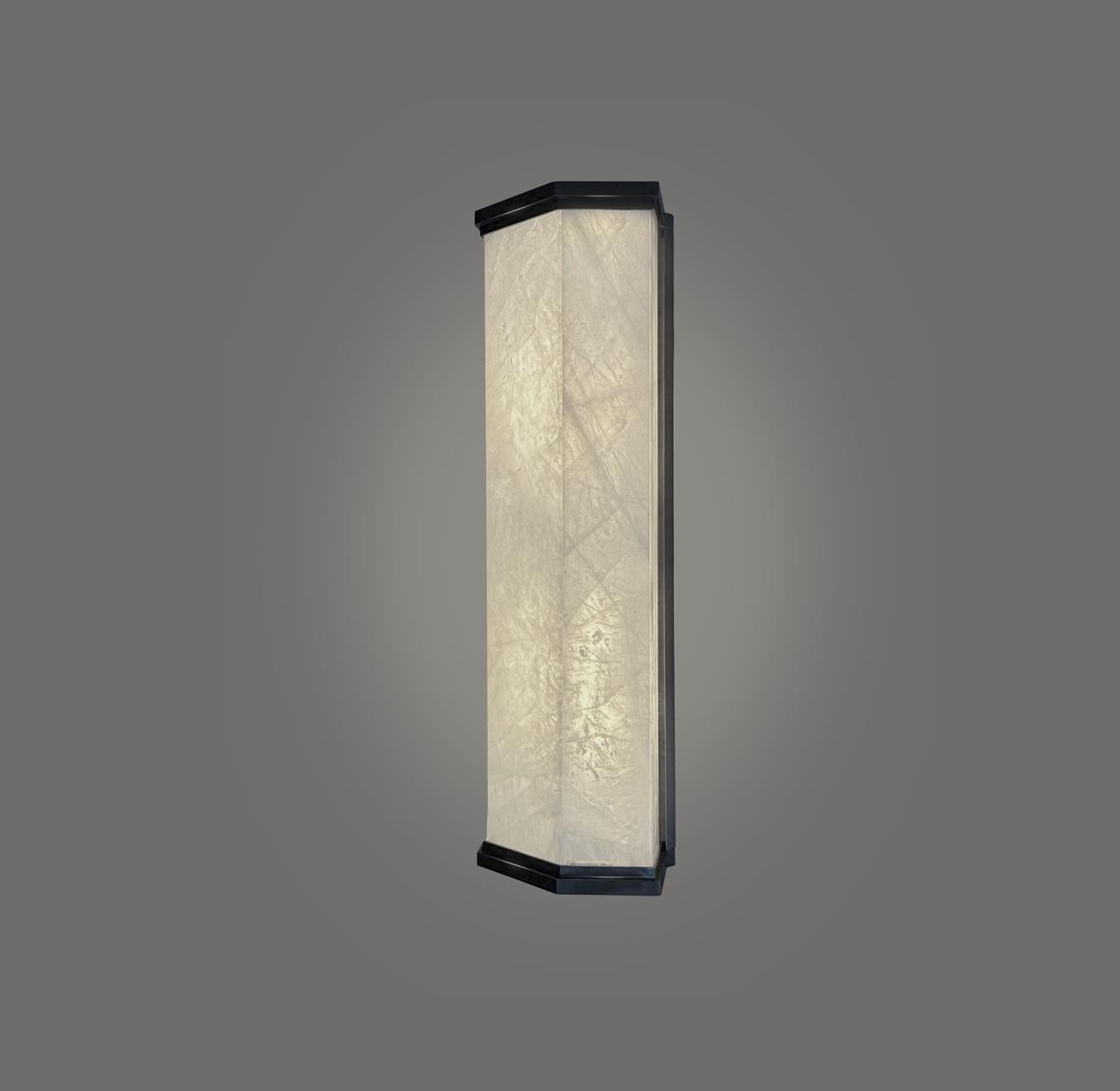 Rock crystal sconces with aged brass finish 

Custom size and metal finish request.