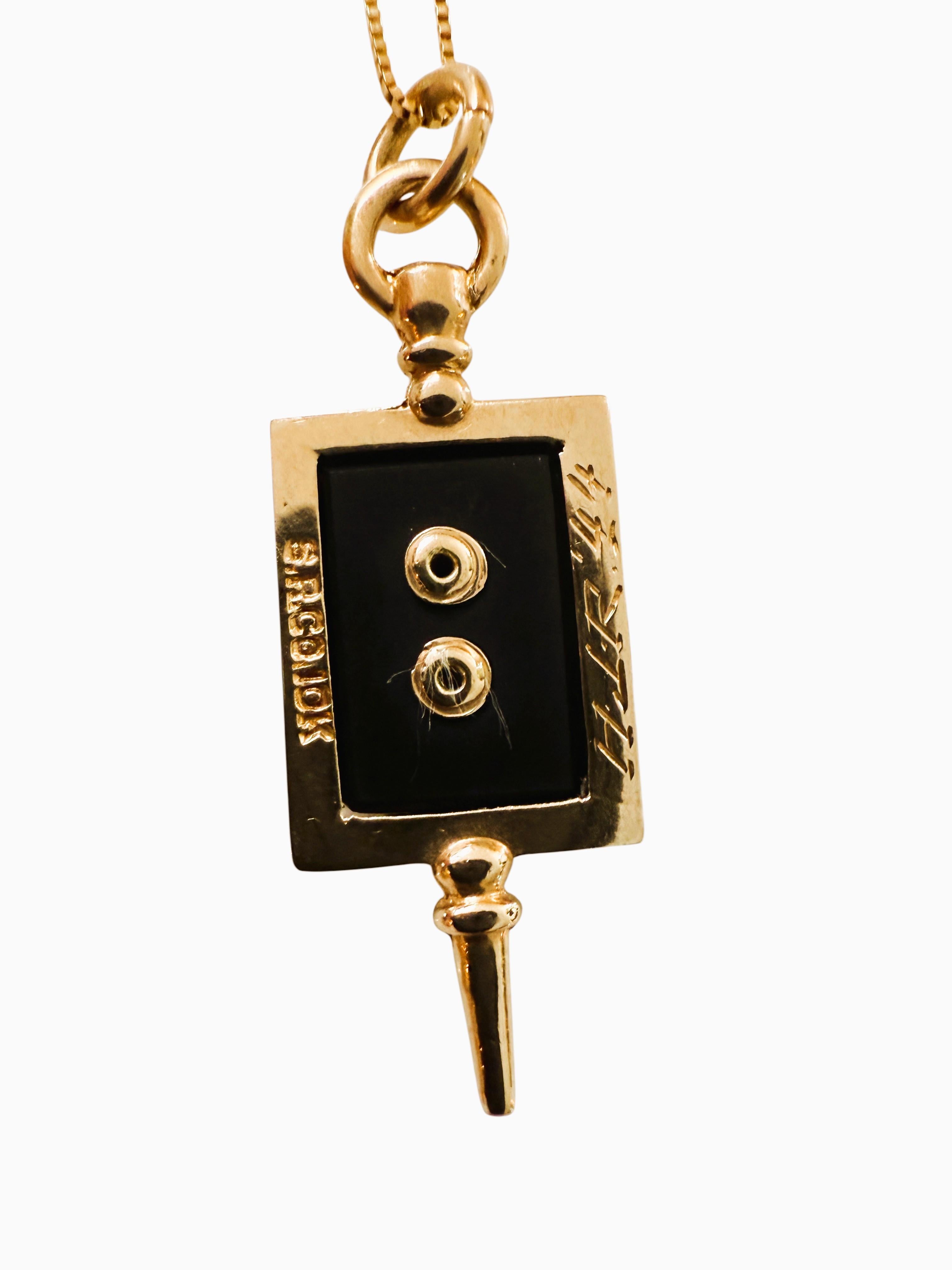 S.R.Co. Collier à pendentifs en or jaune 10K, onyx et émail, 19,5 pouces Pour femmes en vente