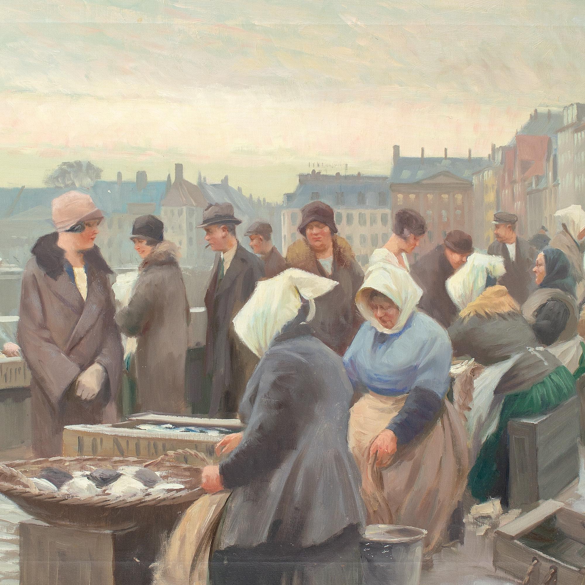 Søren Christian Bjulf, Fischmarkt am Gammel Strand, Kopenhagen, Ölgemälde 4