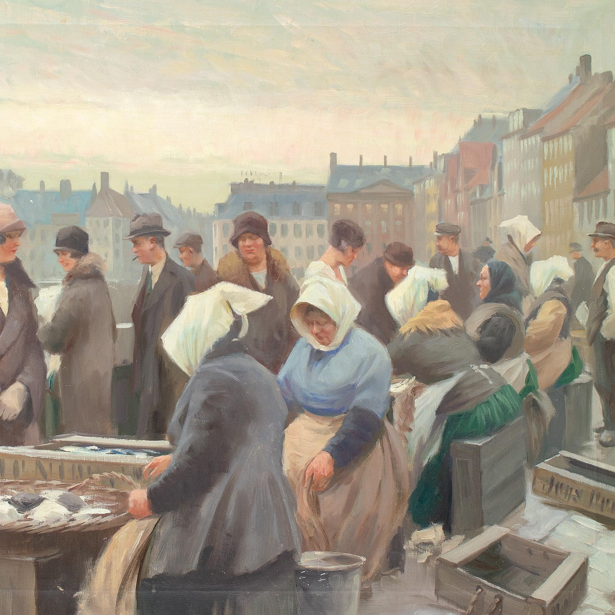 Søren Christian Bjulf, Fischmarkt am Gammel Strand, Kopenhagen, Ölgemälde 5
