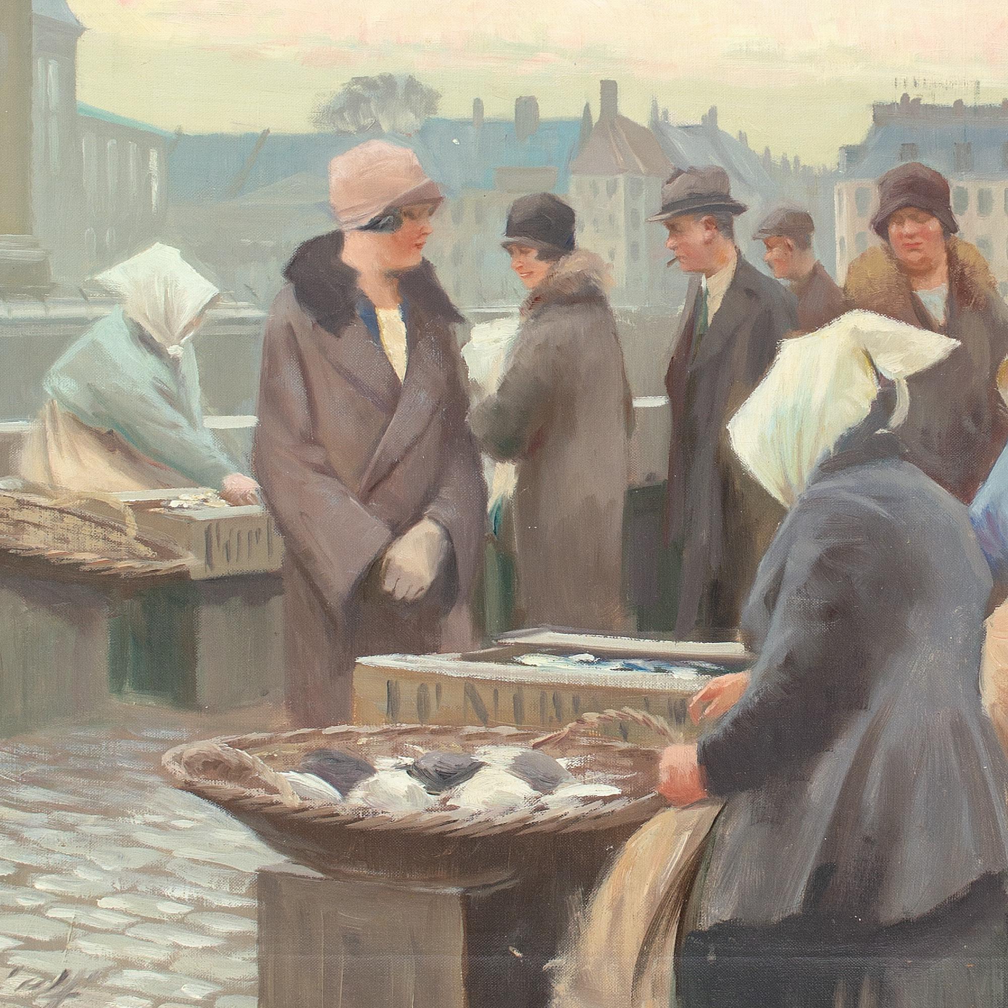 Søren Christian Bjulf, Fischmarkt am Gammel Strand, Kopenhagen, Ölgemälde 6