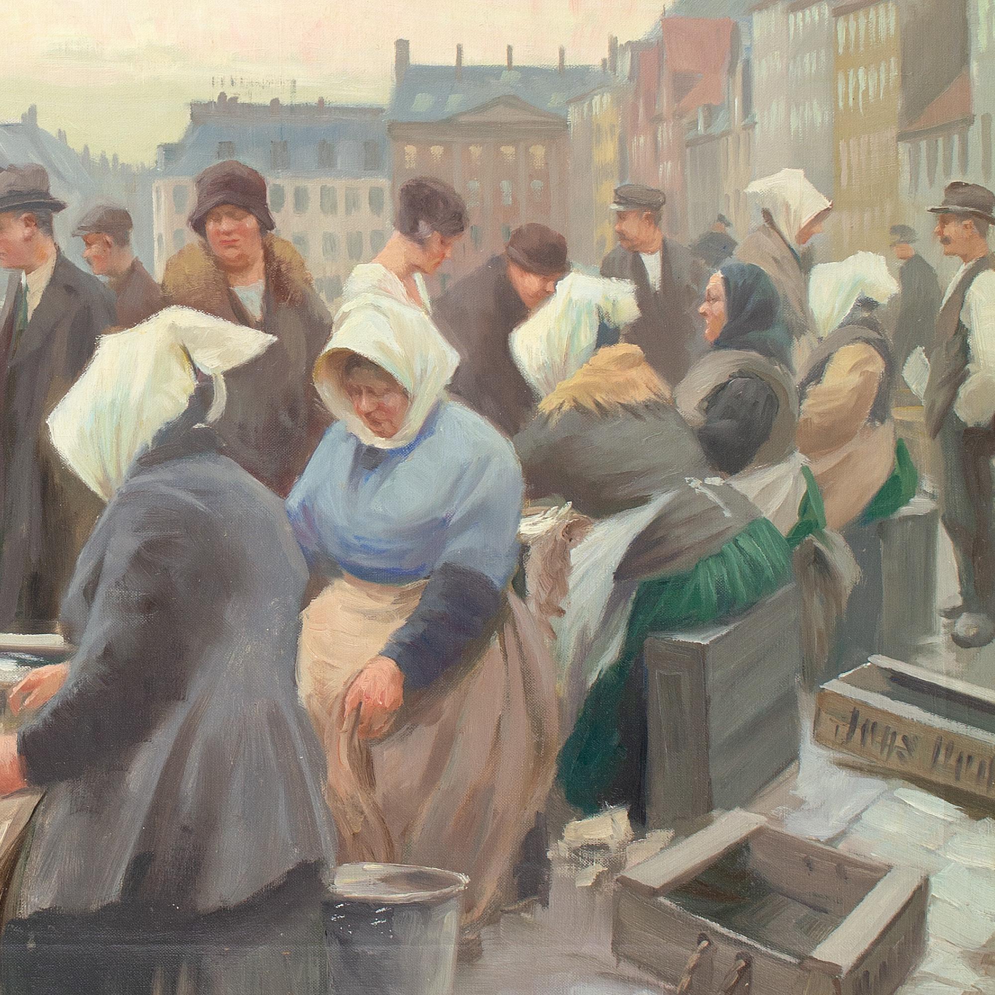 Søren Christian Bjulf, Fischmarkt am Gammel Strand, Kopenhagen, Ölgemälde 7