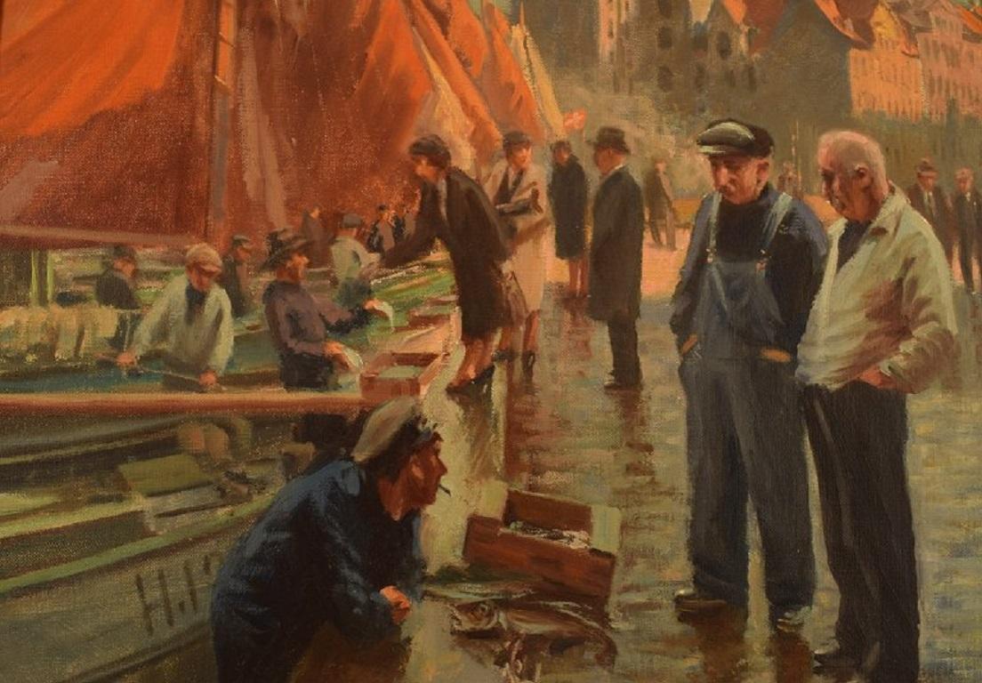 Danish Søren Christian Bjulf, Denmark, Oil on Canvas, Fishermen and Traders