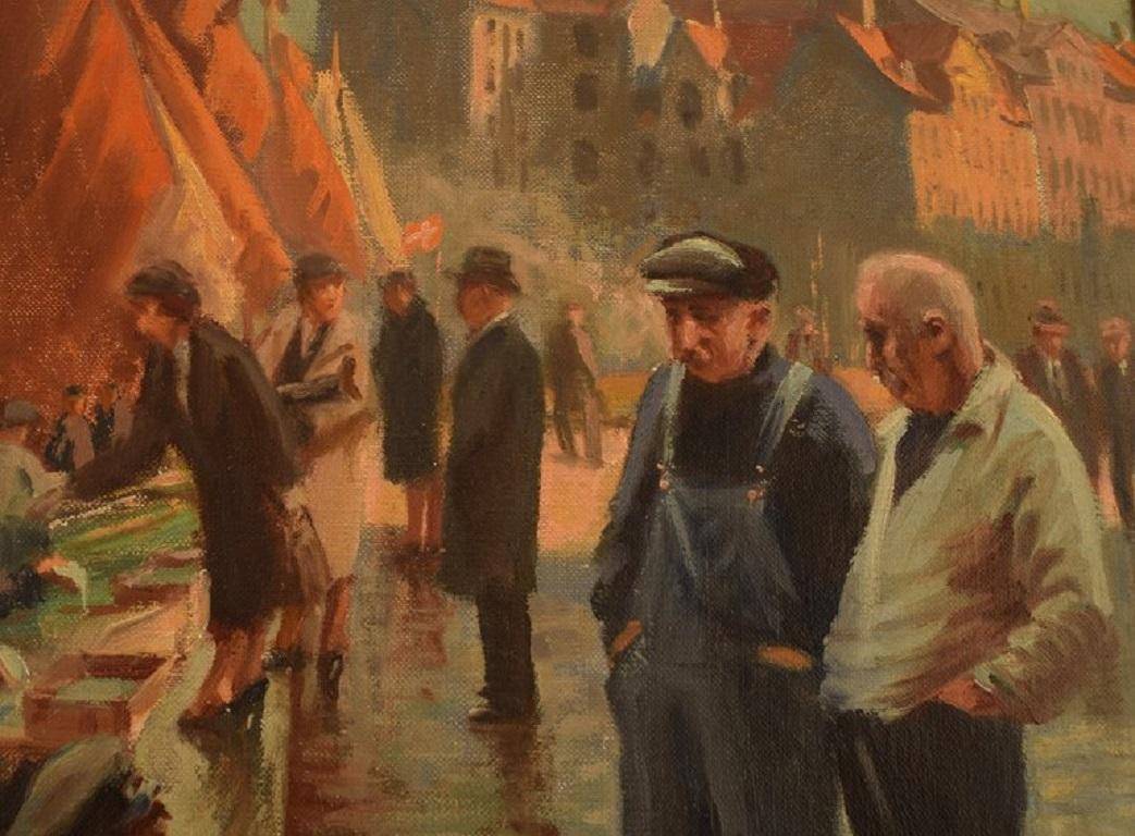 Søren Christian Bjulf, Denmark, Oil on Canvas, Fishermen and Traders 2
