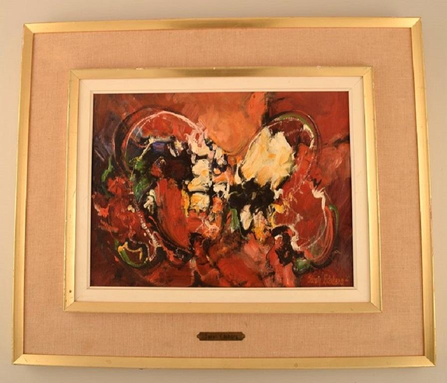Søren Edsberg (b. 1945), Denmark. Oil on canvas. Abstract composition. 1970s.
The canvas measures: 39 x 29 cm.
The frame measures: 11 cm.
Signed.
In excellent condition.