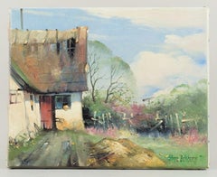 Søren Edsberg (b. 1945), Denmark. Oil on canvas. Summer landscape with a farm.