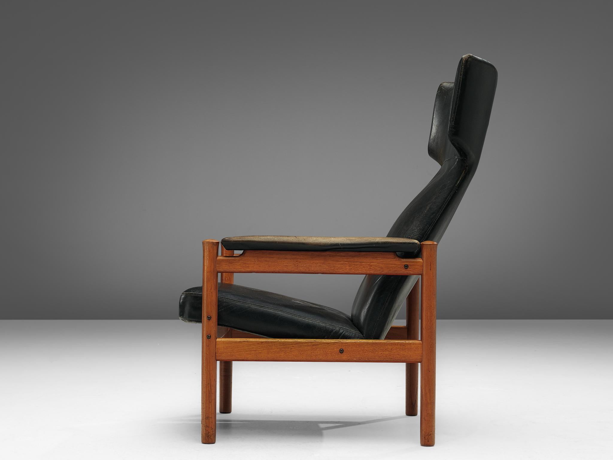 Danish Søren Hansen Wingback Chair in Original Leather